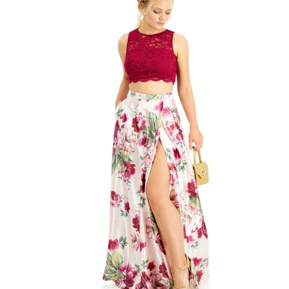 Macy's Floral Maxi Skirt with Bold Slit